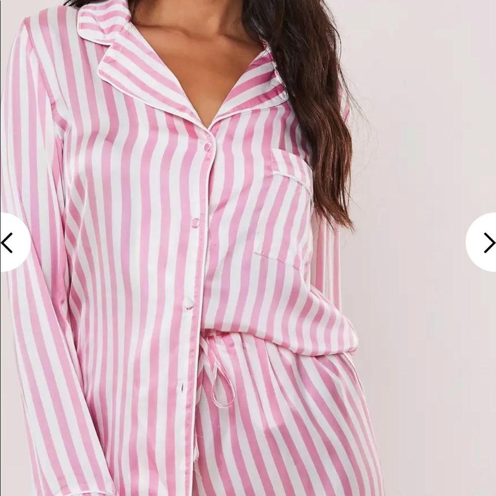 Missguided pink striped pajama set